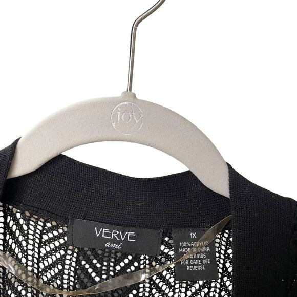 Verve Ami Black Sheer Knit Cardigan Sweater - Picture 8 of 8